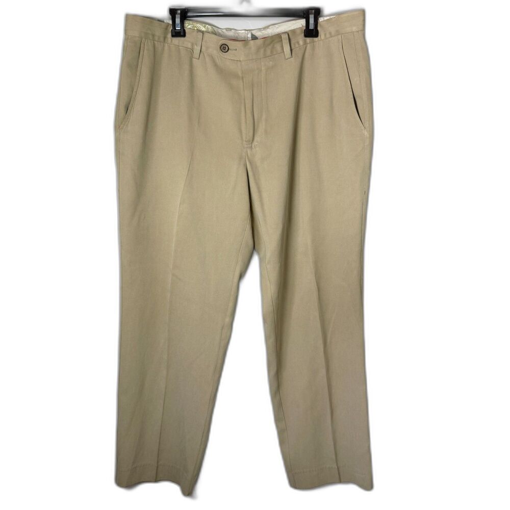 Tommy Bahama Mens 38x30 Silk Cotton Blend Dress Pants Khaki Chino Trousers Lux